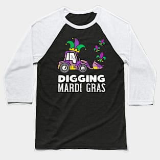 Kids Digging Mardi Gras Bulldozer Truck Cute Boys Kids Baseball T-Shirt